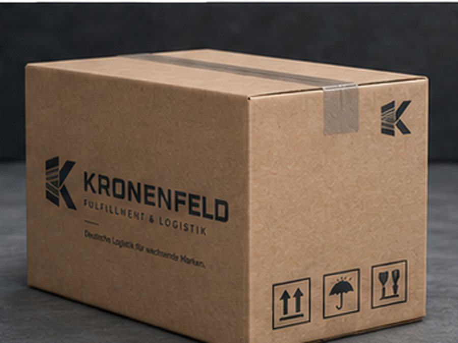 Verpacktes Paket mit KRONENFELD-Branding